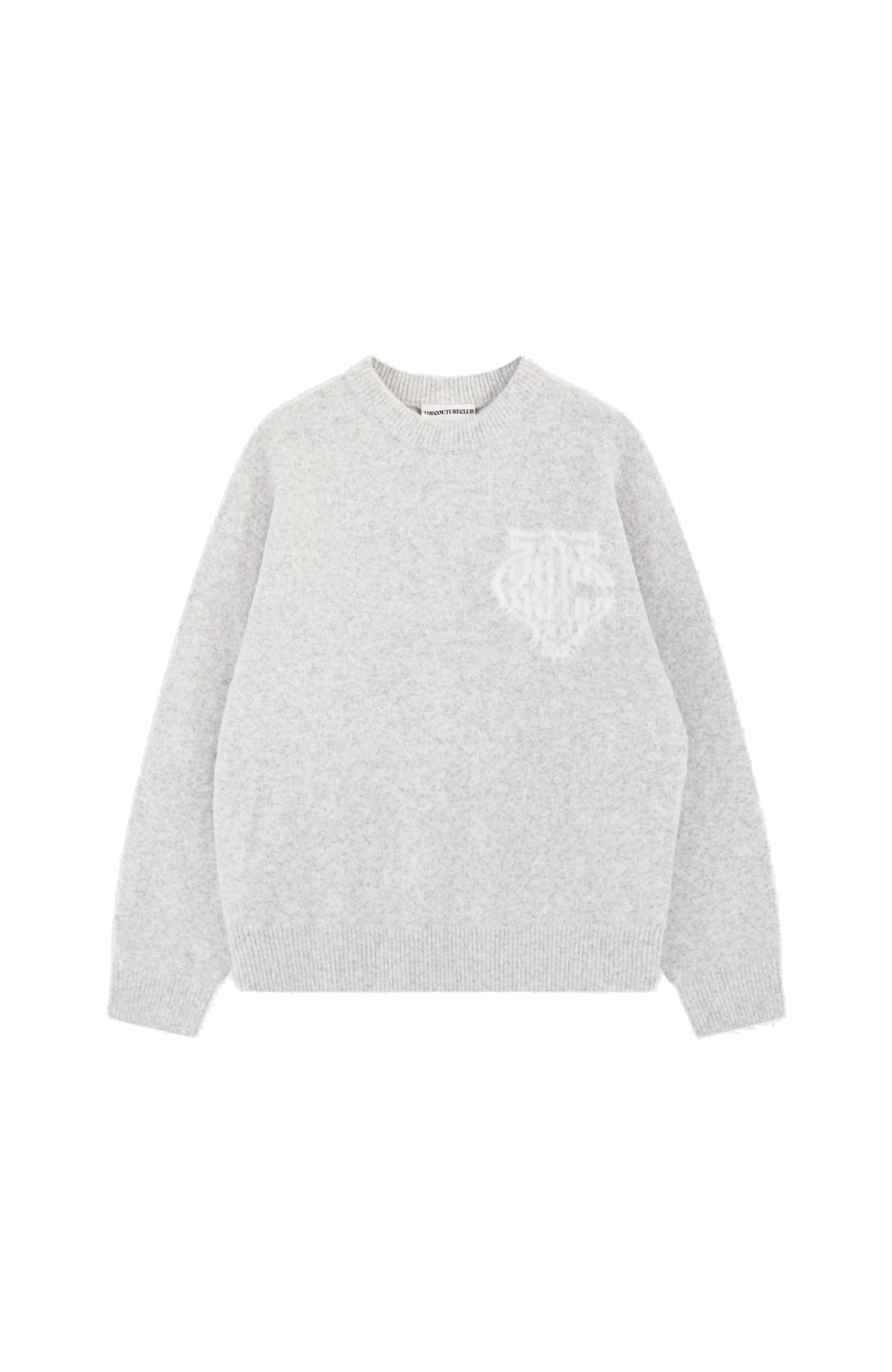Couture Club - Monogram Fluffy Knit Crew | Grey Marl