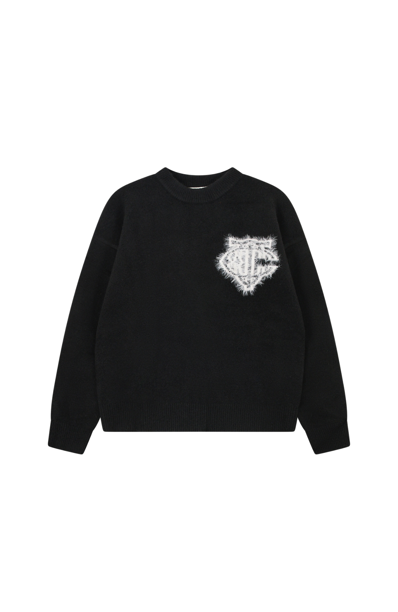 Couture Club - Monogram Fluffy Knit Crew | Black