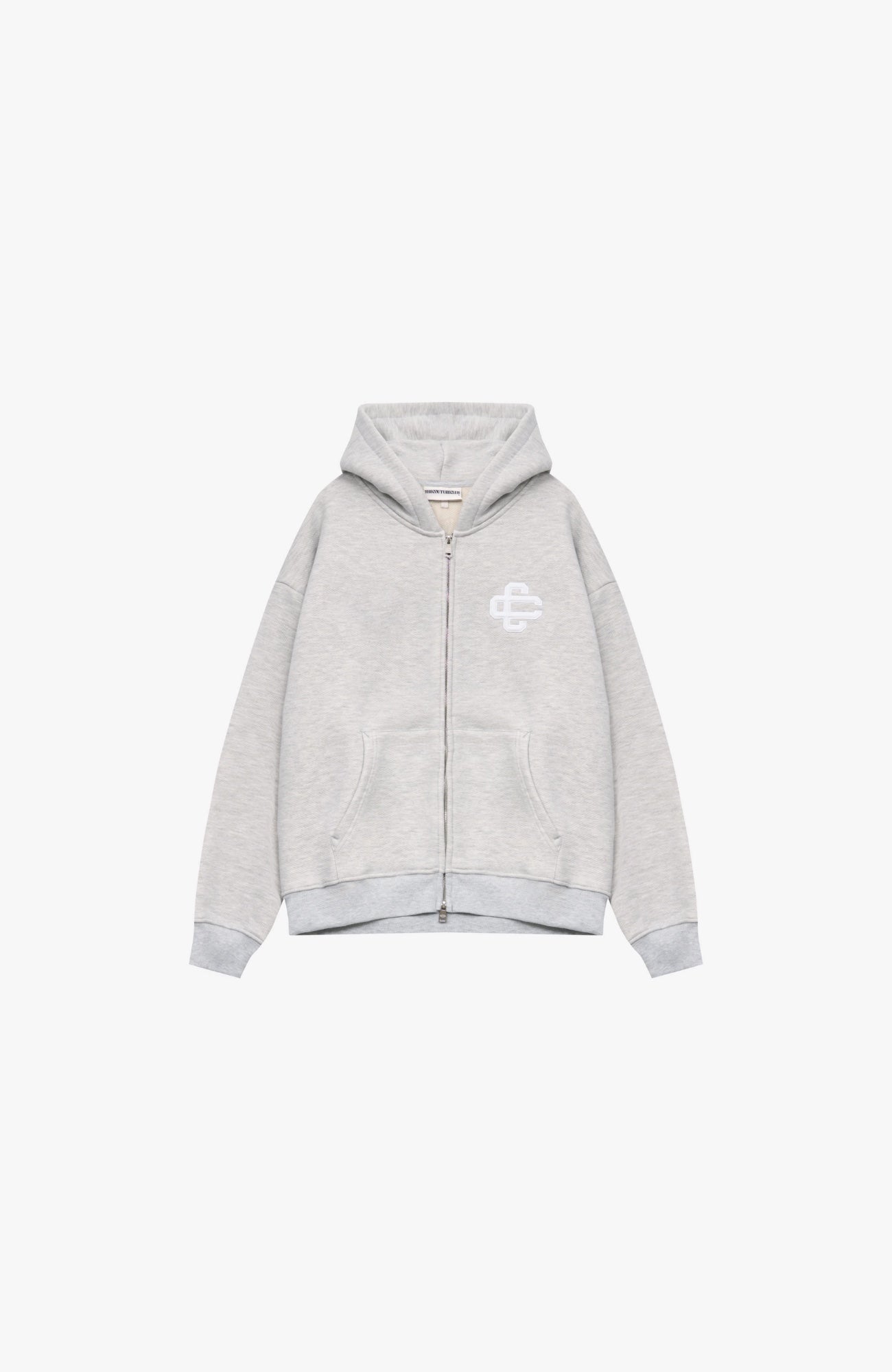 Couture Club - Heavyweight Emblem Zip Hoodie | Grey Marl