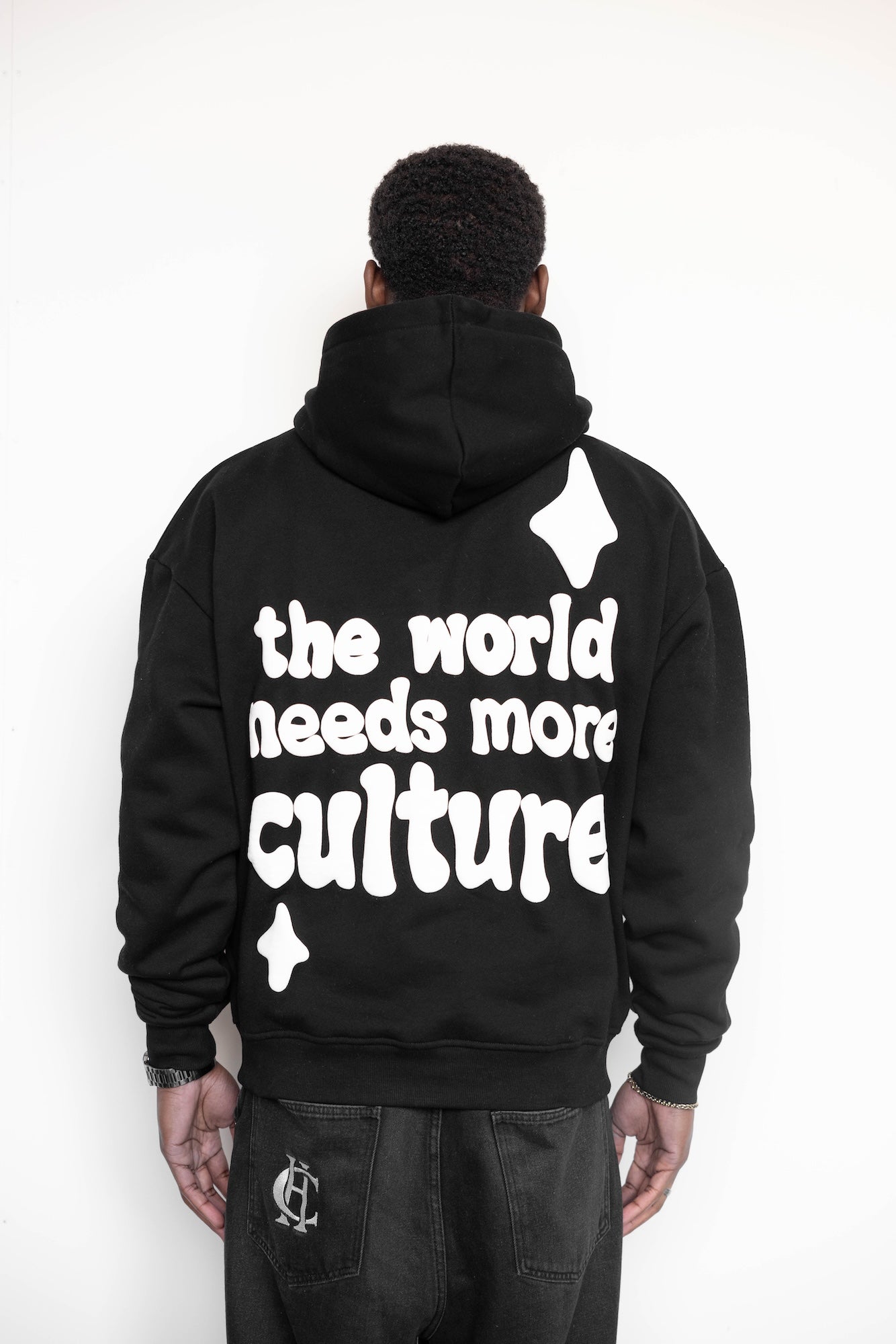 Patrimonio cultural - Sudadera con capucha de la cultura mundial | Blanco negro