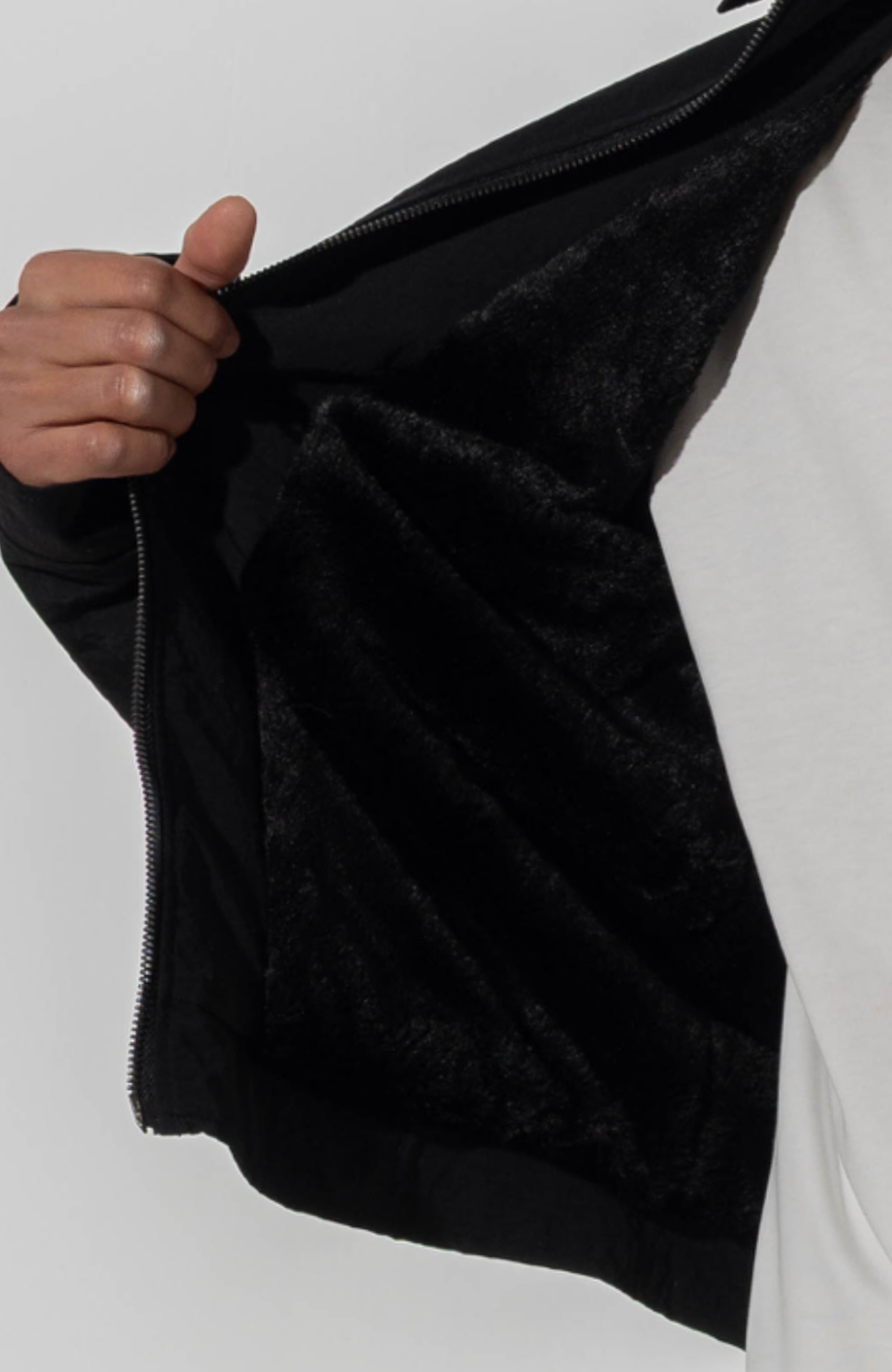 Culture Origins - Fur Lined Harrington Jacket | Off Black