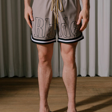 RHUDE - BASKETBALL SWIM SHORTS | KHAKI/BLACK