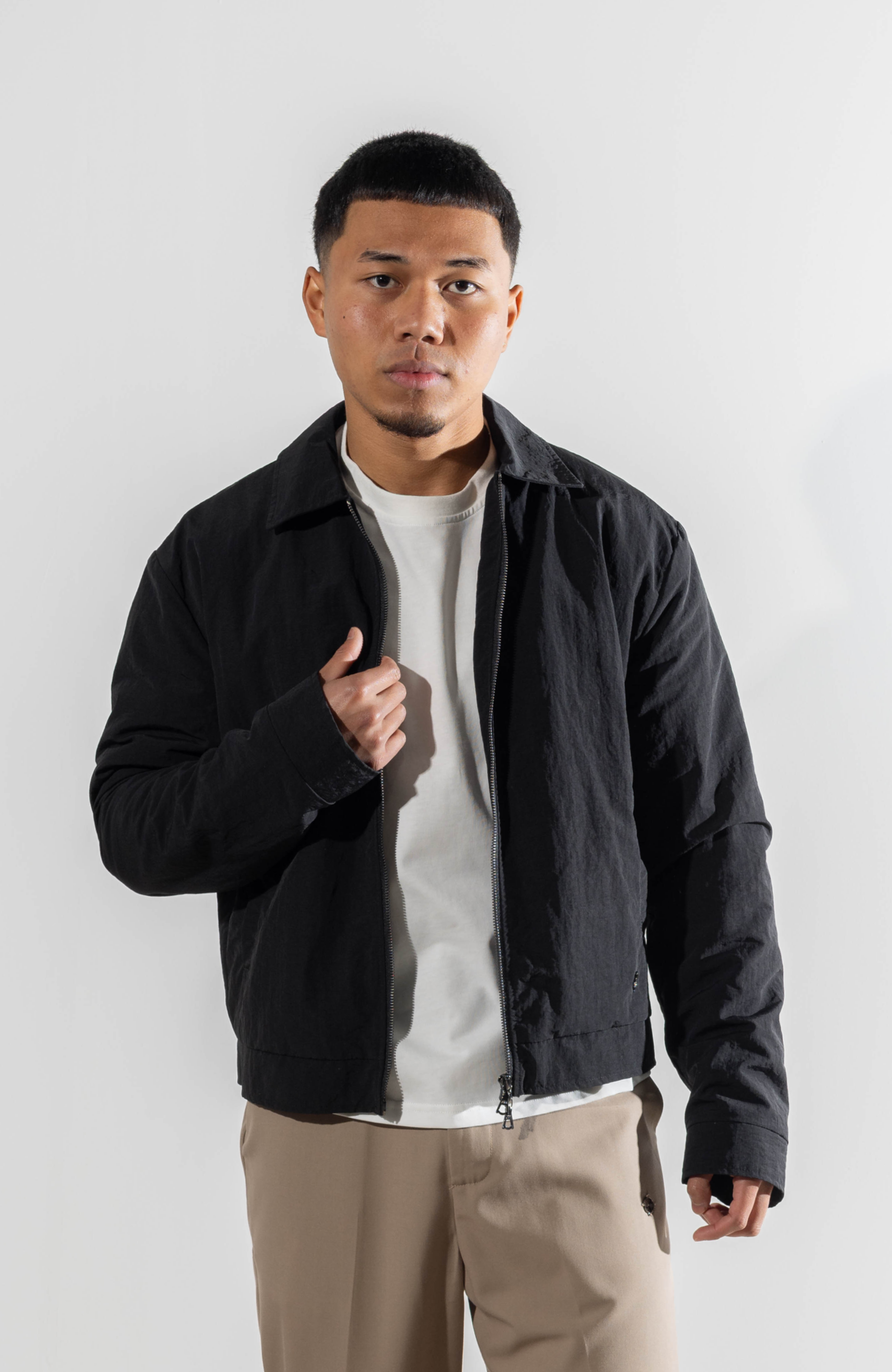 Culture Origins - Fur Lined Harrington Jacket | Off Black