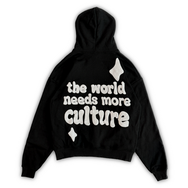 Patrimonio cultural - Sudadera con capucha de la cultura mundial | Blanco negro