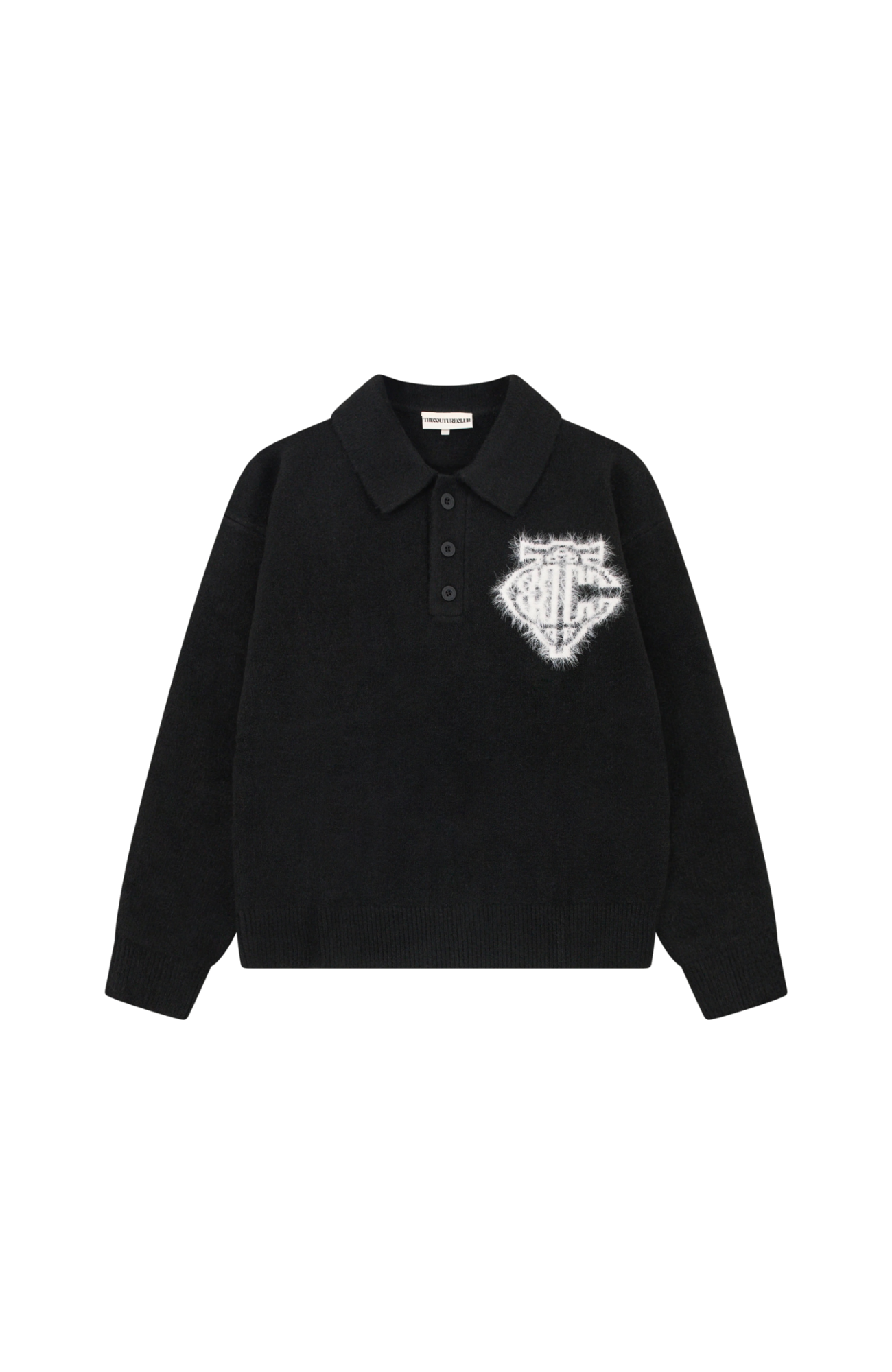 Couture Club - Monogram Fluffy Knit Polo | Black