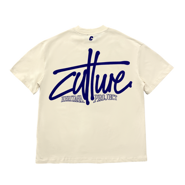 Patrimonio cultural - Camiseta con etiqueta de graffiti | Crema/Cobalto