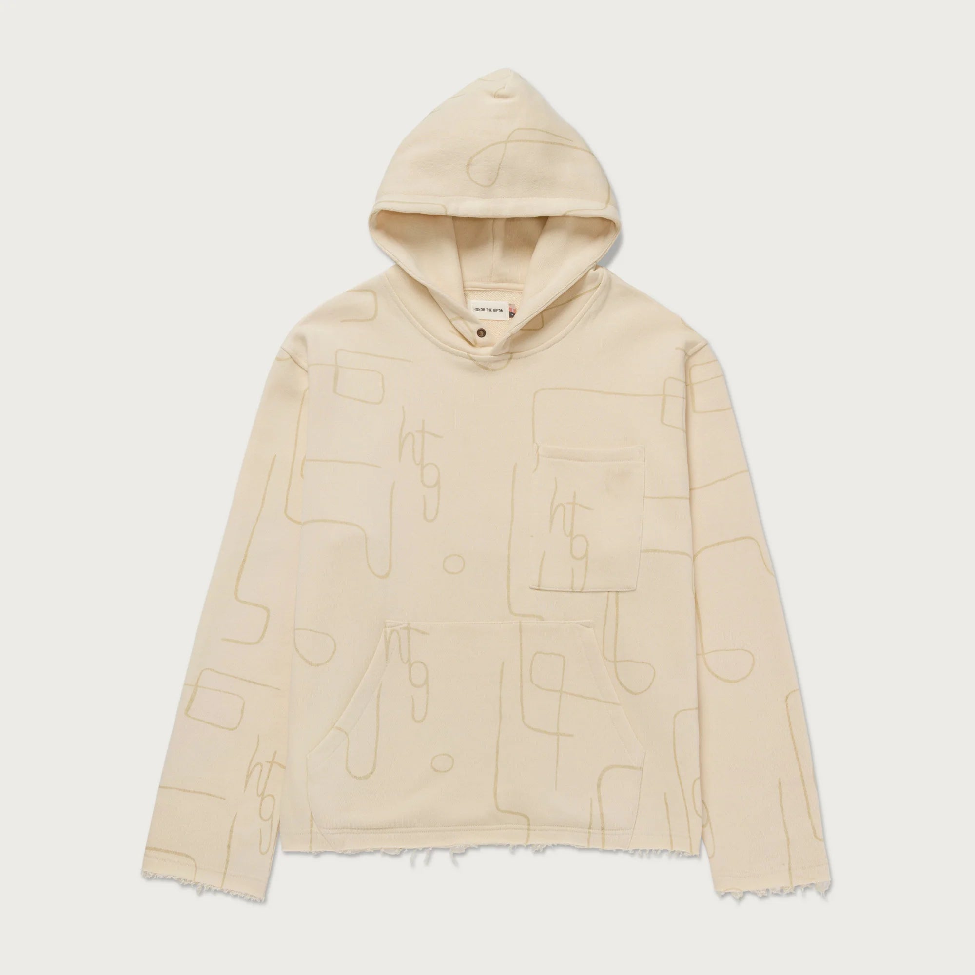 HTG - Novelty Printed Terry Hoodie | Bone